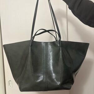 All Saints Gray Leather Tote Bag Minimalist Design